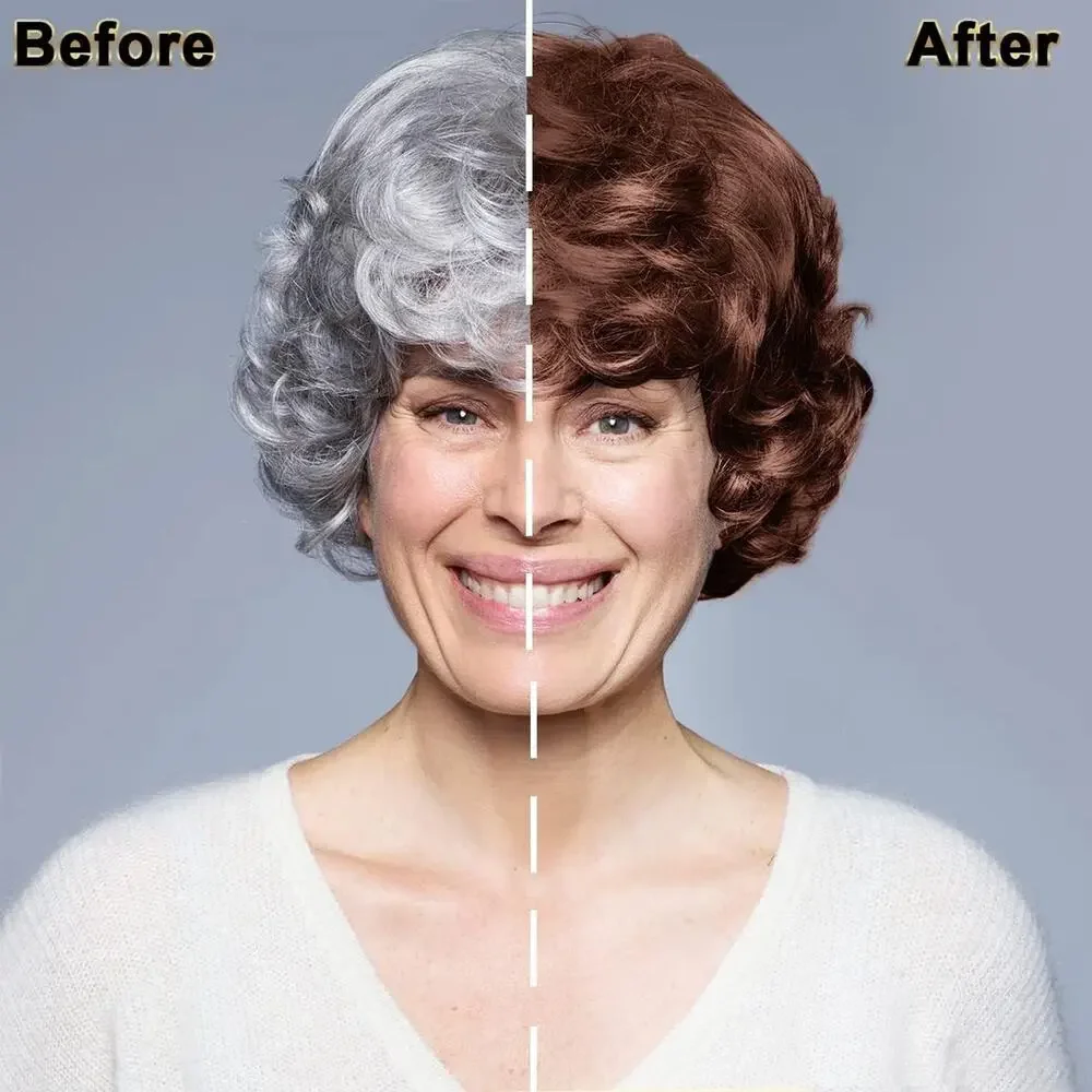 Dark Brown Hair Dye Shampoo for Gray Hair, 3 in 1 Herbal Ingredients, 500 ml
